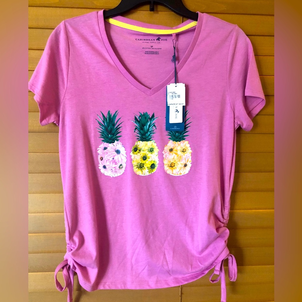 CARIBBEAN JOE NWT WOMEN PULLOVER TOP WITH ADJUSTABLE SIDES WITH STRINGS PSMALL